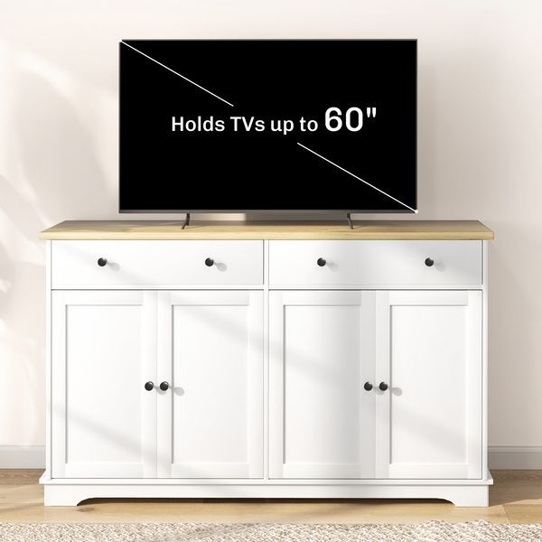 HOMCOM Modern Sideboard, Buffet Cabinet With Storage Drawers, Adjustable Shelves For Living Room, Dining Room, Entryway, White_voghion.com