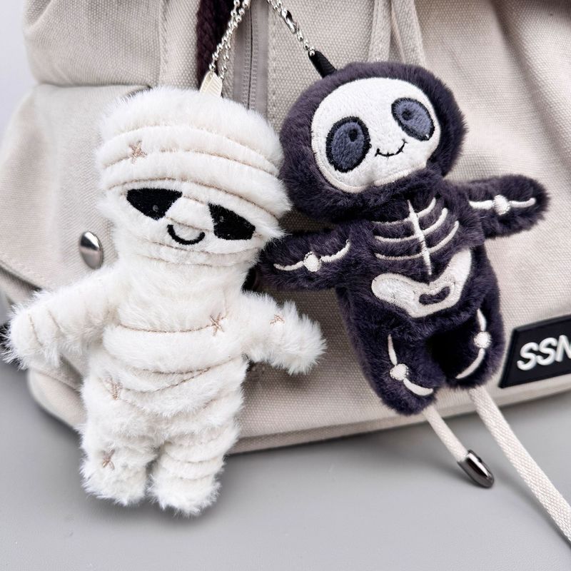 Halloween Mummy Plush Toy Keychain Stuffed Animal Doll Gift For Kids And Adults, Soft Fluffy Imitation Rabbit Fur, 14CM_voghion.com
