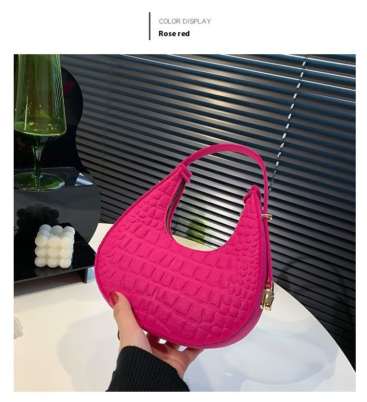Borsa a tracolla casual monospalla con motivo a pietra, modello invernale, alla moda, versione coreana, da donna, di colore solido_voghion.com