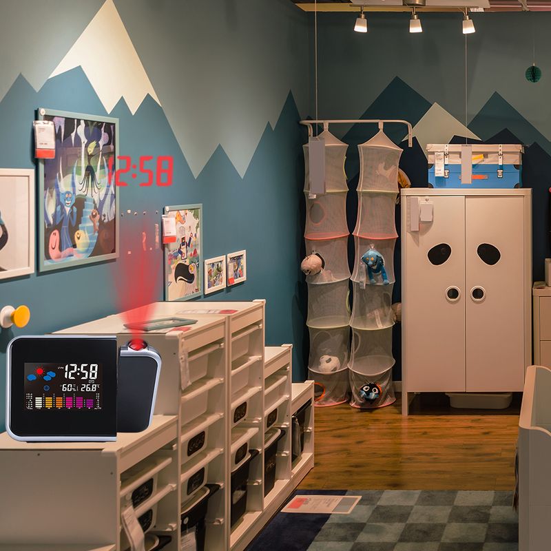 Podofo Table Color Display With Time Projection Digital Alarm Clock Rotatable Weather Station_voghion.com