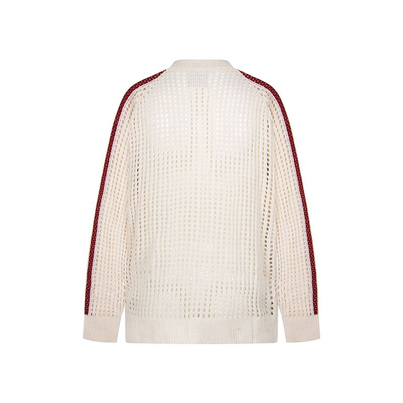 T-shirt à manches longues en jersey tricoté style américain, maille creuse et respirante, design de niche, pour hommes et femmes, nouvelle collection automne_voghion.com