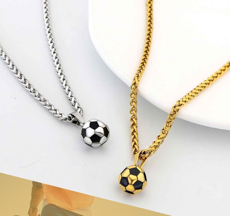 Collana con ciondolo a forma di palla da baseball, da calcio e rugby, personalizzata, in acciaio inossidabile, con catena sportiva 3D da donna_voghion.com