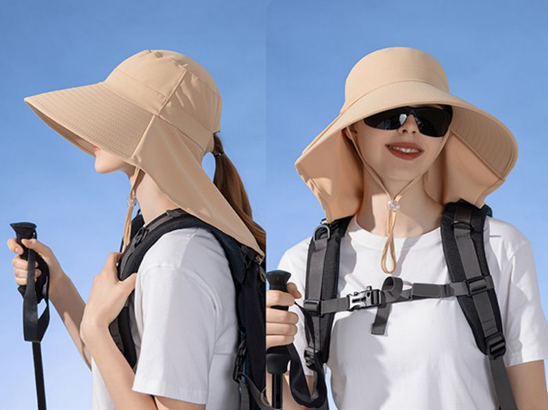 Vendita calda Scialle a tesa larga Cappello da pescatore europeo e americano alla moda, cappello estivo da esterno con foro per coda di cavallo_voghion.com