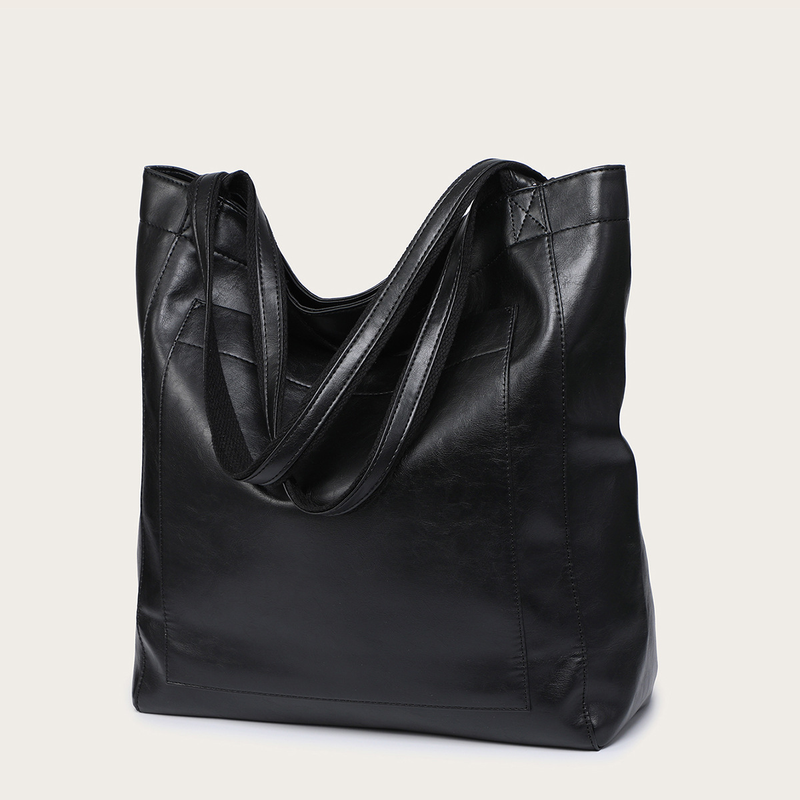 Pocket Women's Soft Handheld One Shoulder Oil and Wax Leather Large Capacity Fashion New Tote Bag_voghion.com
