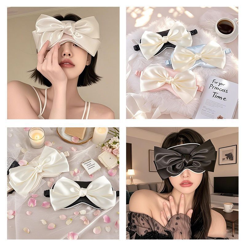 Maschera con fiocco carino, traspirante, in seta, speciale e confortevole, per occhi, foto, artefatto, per dormire, blocca la luce, principessa_voghion.com