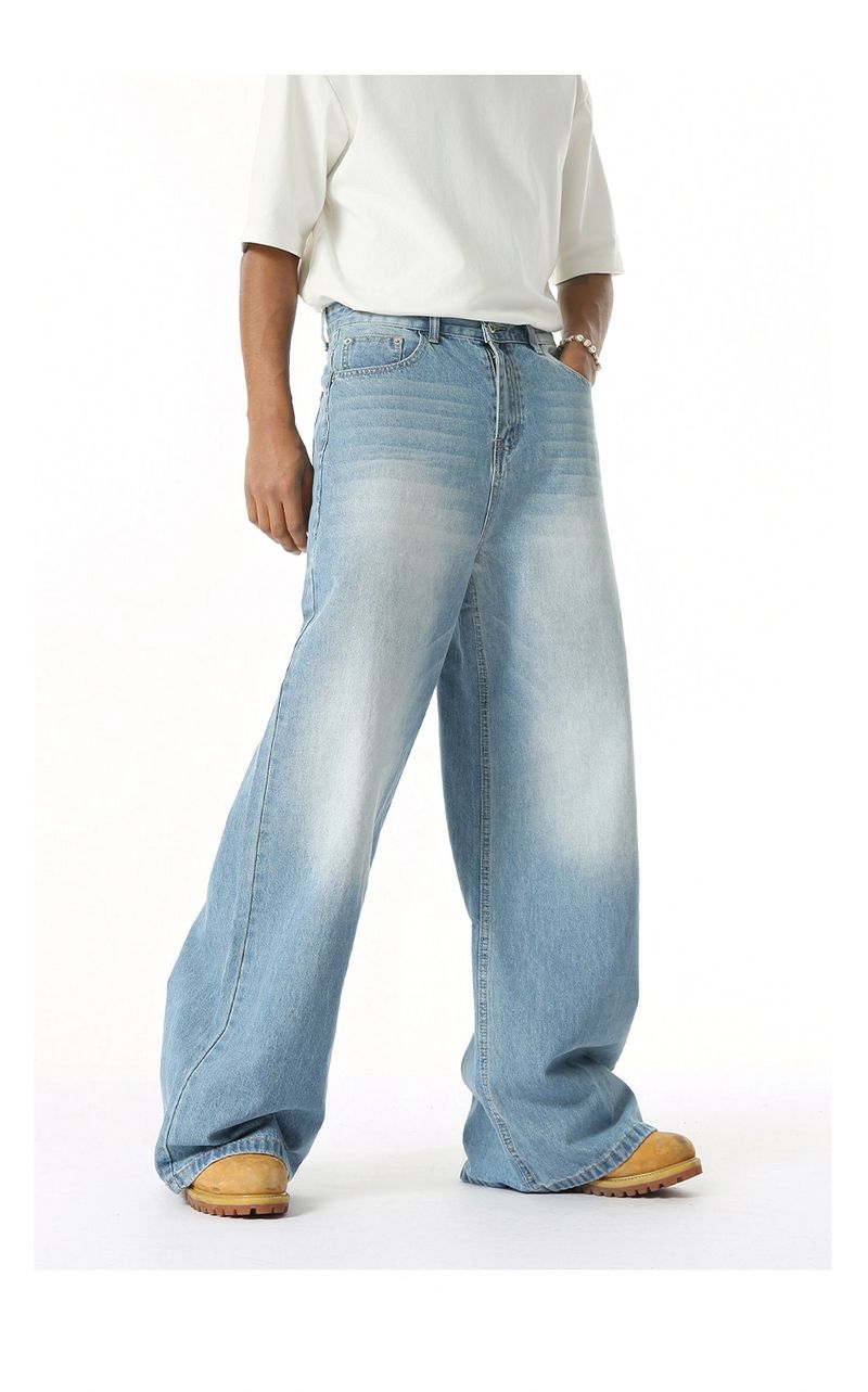 EF JEANS | 2025 Spring New Hong Kong Style Fashion Old Retro Casual Versatile Drape Floor Mopping Jeans_voghion.com
