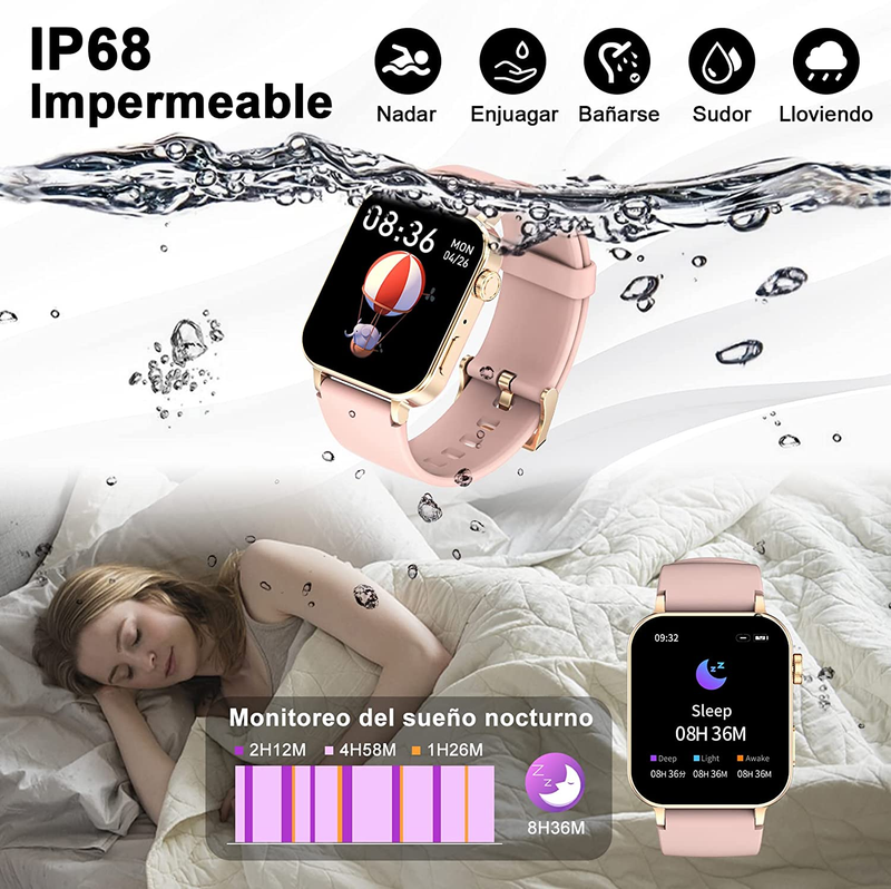 Blackview W10 Smart Watch for Women Απάντηση/Πραγματοποίηση κλήσης, Αριθμομηχανή, καρδιακός ρυθμός, οξυγόνο αίματος, μόνιτορ ύπνου, μετρητής βημάτων θερμίδων, για iOS Android_voghion.com