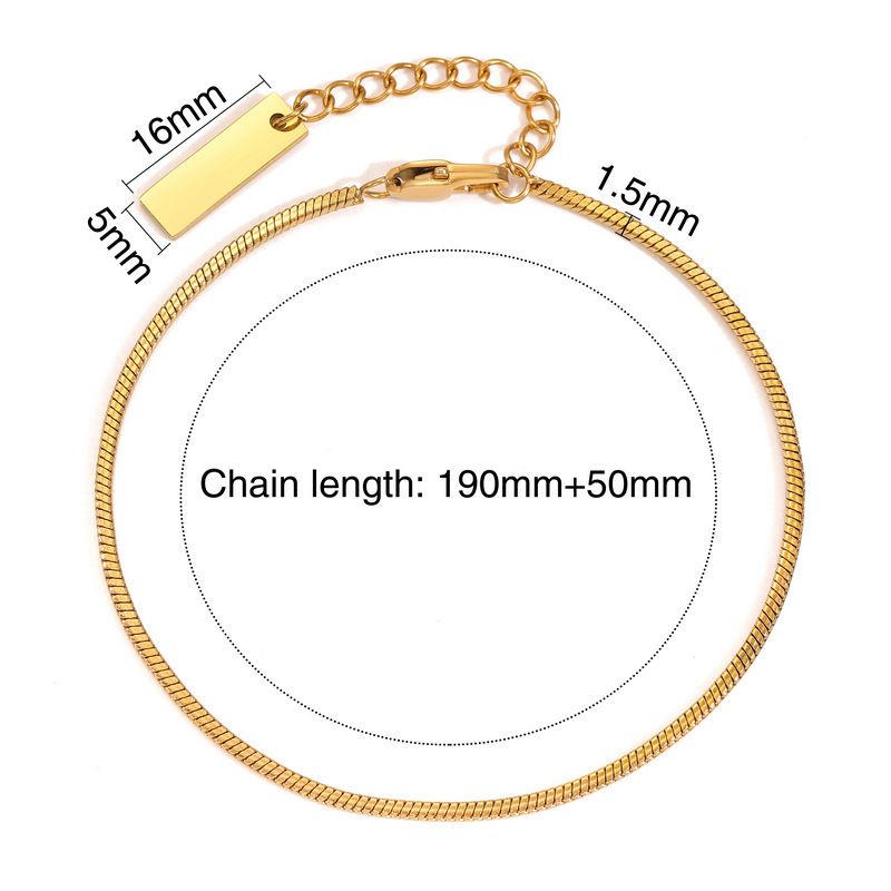 Braccialetto da uomo in acciaio inossidabile con catena a forma di serpente quadrata, semplice e sottile, da donna, con incisione, in oro_voghion.com