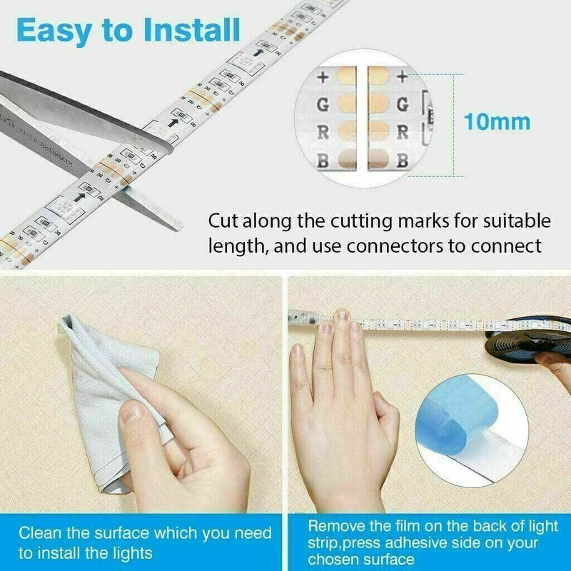 Bande lumineuse LED USB 1-20 m 5050 RGB, lumière blanche multicolore changeante, TV Royaume-Uni_voghion.com