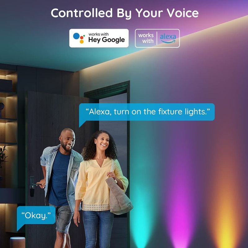 Lot de 4/6 lampes murales intelligentes RGBIC avec contrôle par application, rythme musical, veilleuse LED, Bluetooth, WIFI, lumière d'ambiance pour décoration de chambre à coucher et escaliers_voghion.com