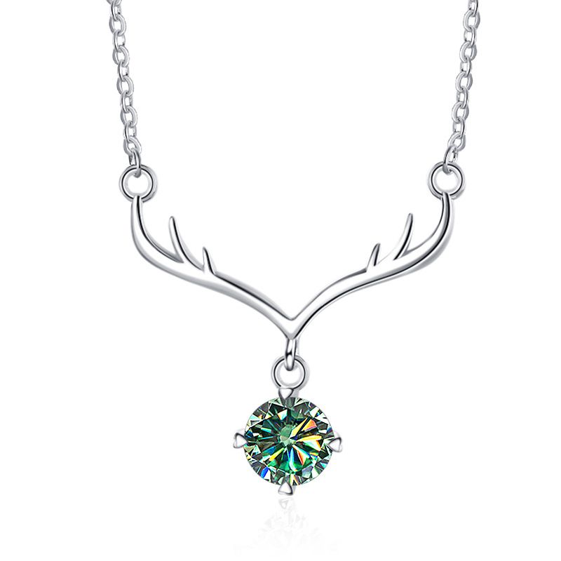 Tancise Merry Christmas Exquisite 1.0Carat Moissanite Elk Necklace For Women Luxury Diamond Pendant Clavicle Chain Jewelry_voghion.com