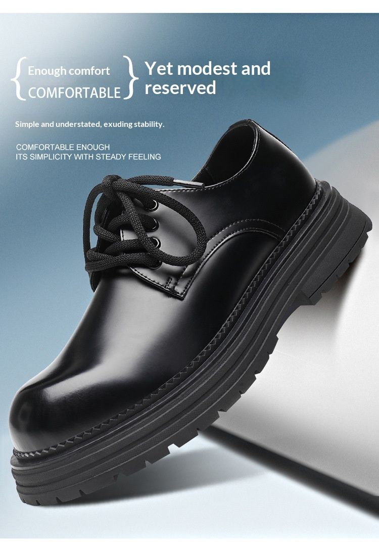 WalkPrime Derby da uomo, stivali bassi Martin, stile britannico, punta tonda, robusti, neri, scarpe casual in pelle con suola spessa, versatili_voghion.com