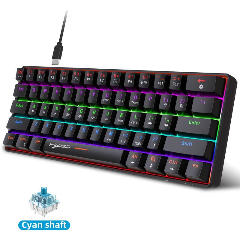 New 61-key Mechanical Compact Mini Blue Switch Keyboard Full Key No Conflict Colorful Backlight Hot Sale_voghion.com