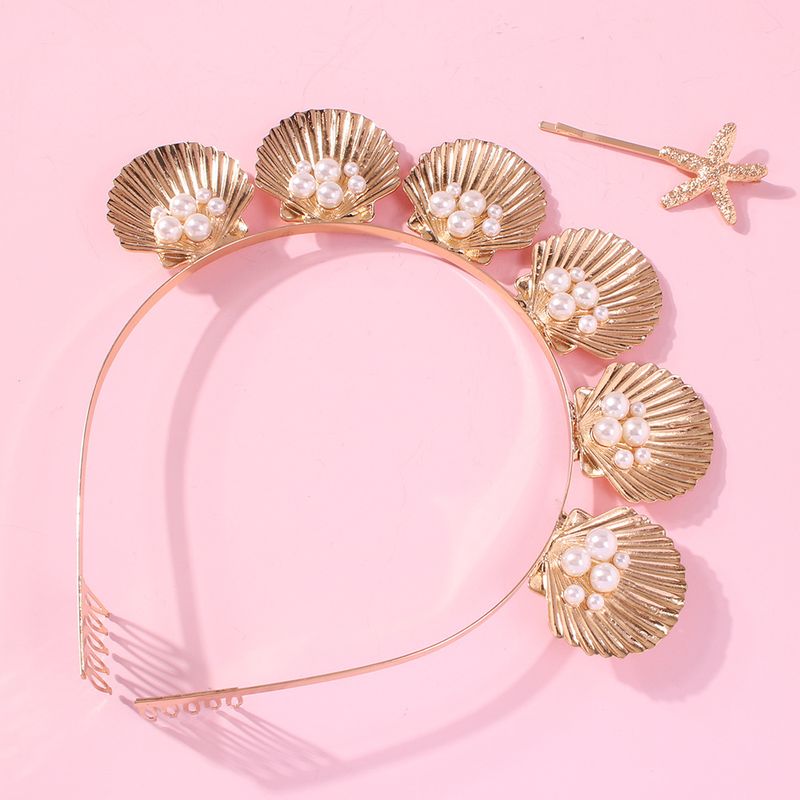 2F0746 New Personalized Alloy Shell Creative Beach Holiday Style Hair Clip Accessories_voghion.com
