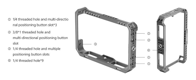 VILTROX Kamera-Rig-Cage DC-X2/DC-X3 Video-Feldmonitor mit 1/4-Zoll-Schraubenloch für Magic Arm, LED-Leuchten, Mikrofon_voghion.com