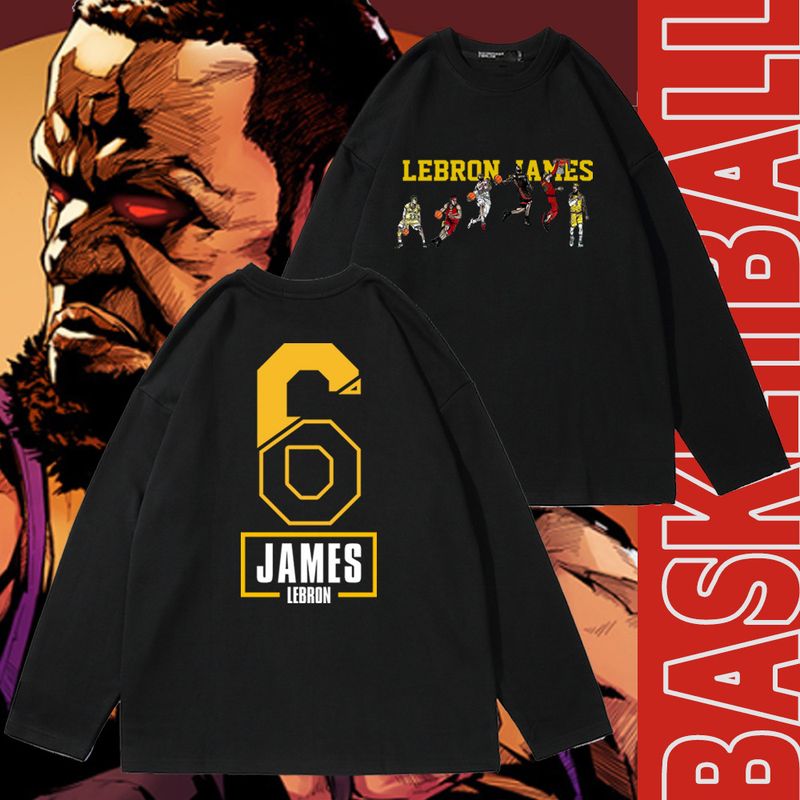 Maglietta a maniche lunghe Basket Sport James Evolution Stampa bifacciale Uomo e donna Coppia Estate Larga_voghion.com