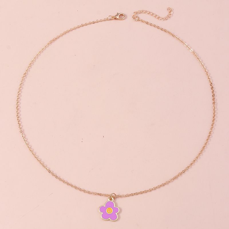 1 pz. Collana con sorriso smaltato adorabile per donne, collane con ciondolo a forma di fiore colorato, orecchini, ragazze, bambini, regali di compleanno_voghion.com