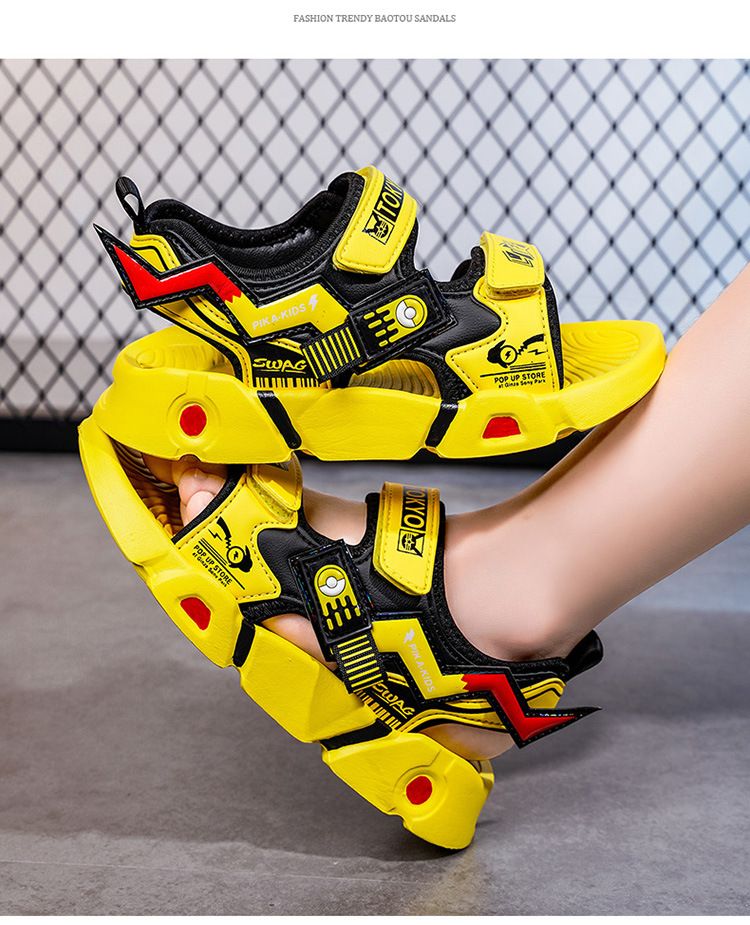 Sandalen männlich 2024 Neue Sommer hübsche mittlere und große Strand atmungsaktive Grundschule Kinderschuhe_voghion.com