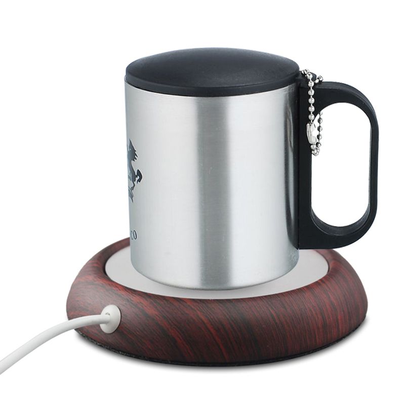 USB sildītāja krūzes spilventiņu sīkrīks koka graudu kafija tēja dzēriens USB sildītājs paplāte krūze paliktņa paliktnis biroja dāvana_voghion.com