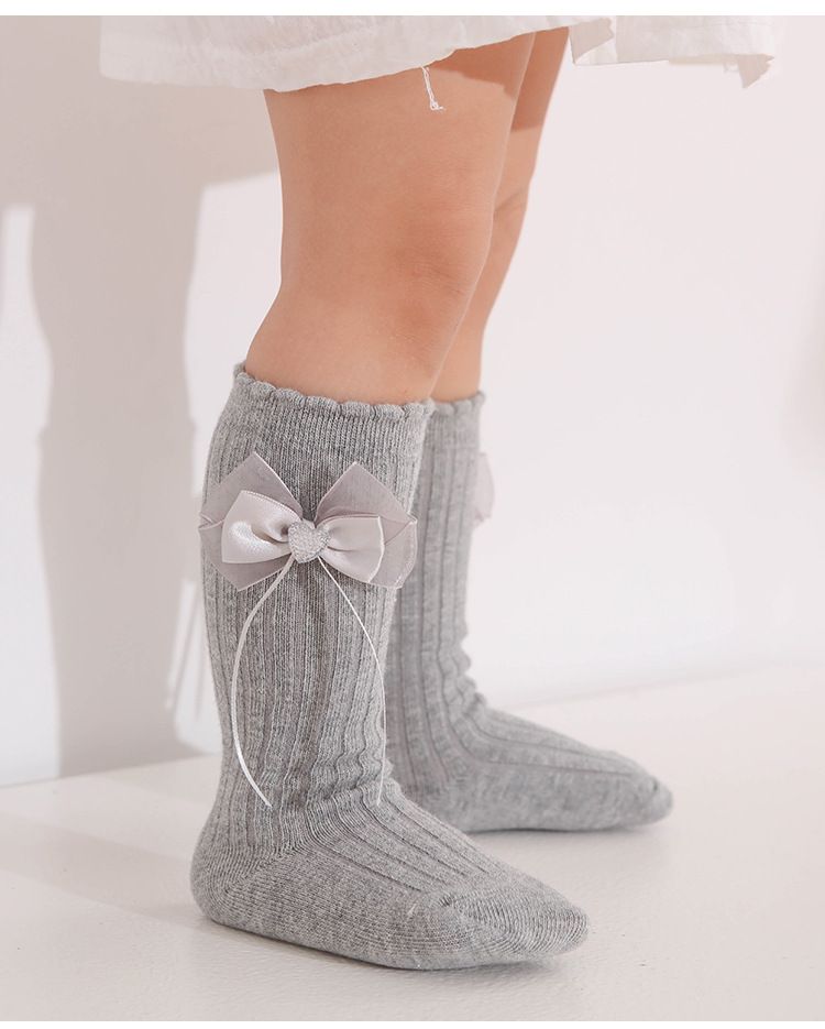 Ubranka dla małych dziewczynek długie skarpetki niemowlęce kokardki z kokardką zapachową małe_voghion.com