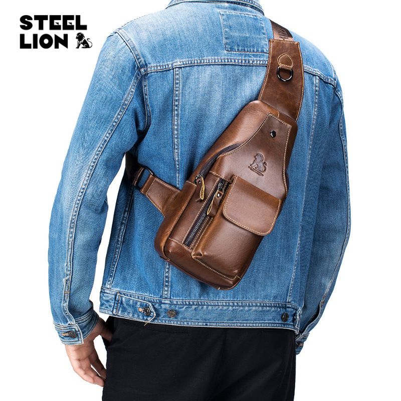 2025s Old Lion Men's Genuine Leather Single Shoulder First Layer Cowhide Front Crossbody Chest Bag Russia_voghion.com