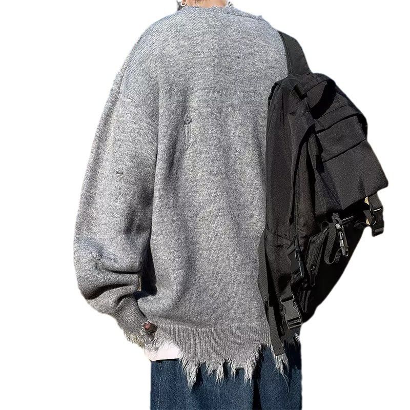 Herbst Winter Lose Unregelmäßige Herren Trendy Marke Hip-Hop Nische Lazy Style Paar Strickpullover_voghion.com