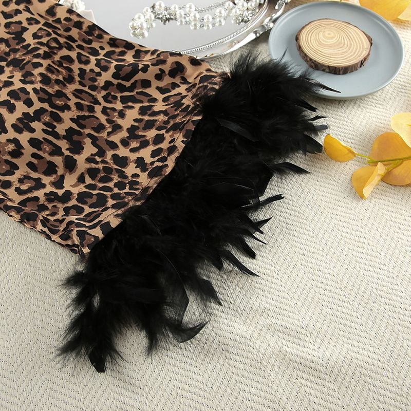 2025 New European And American Leopard Print Feather Patchwork Robe Loose Comfortable Loungewear_voghion.com