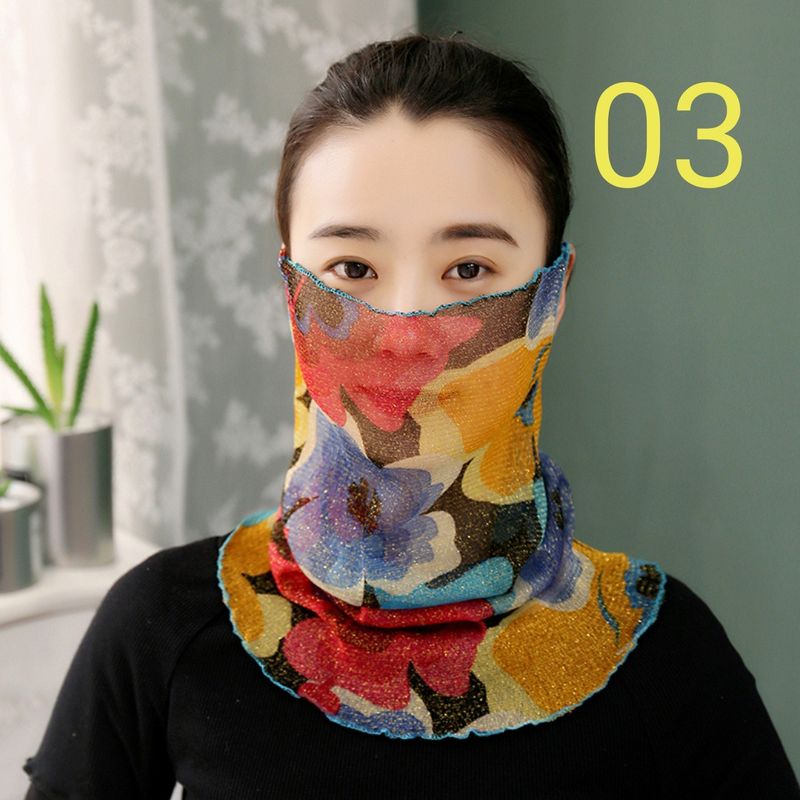 Sciarpa parasole multifunzionale in seta color oro puro con pendente all'orecchio, velo, maschera solare_voghion.com