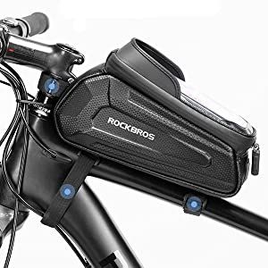 ROCKBROS Sacoche de cadre de vélo Sacoche de vélo Sacoche pour téléphone portable 6,8'' Hydrofuge 1,7 L Noir_voghion.com