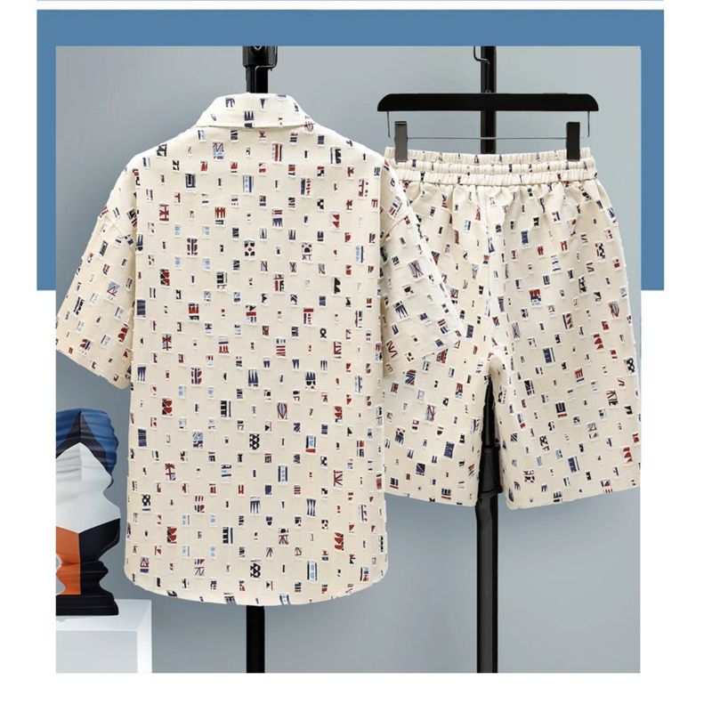 Summer 2 Pieces Set Tracksuit Men's Two Shirt Shorts Haruku Streetwear Oversized Men Sets Short Outfits Suits_voghion.com