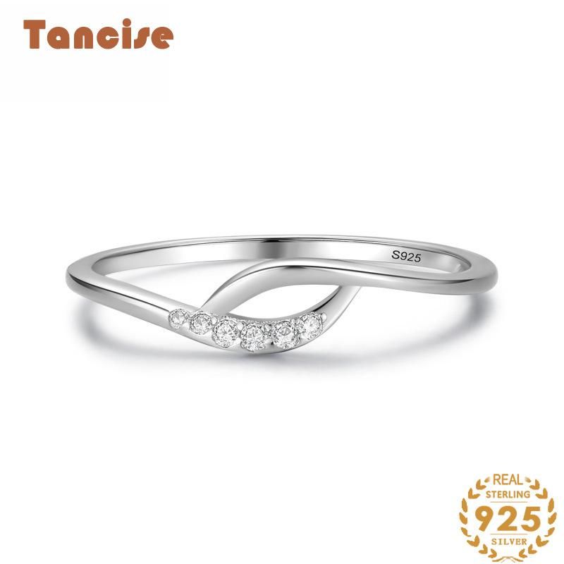 Tancise klassisk zirkon sølv ring damer smykker bryllup løfte fest gave_voghion.com