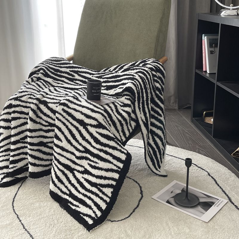 Nuovo divano da ufficio multifunzionale con stampa zebrata, caldo e spesso, con coperta di rivestimento in maglia_voghion.com