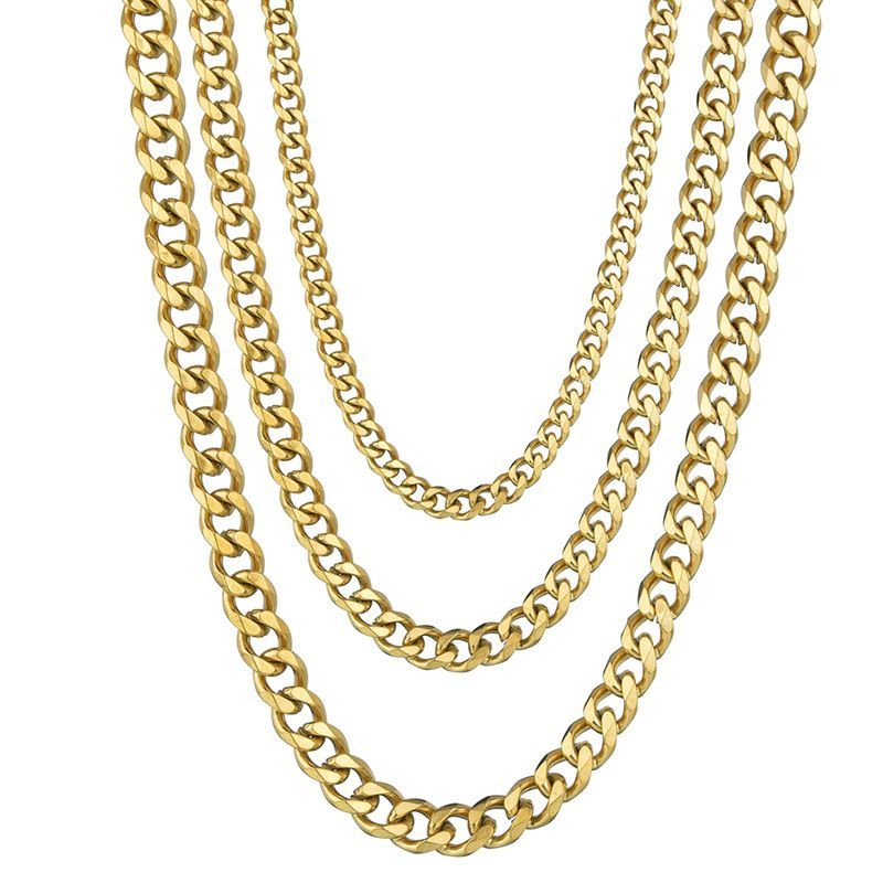Collana in acciaio al titanio cubano lucido a sei lati Hip-Hop da uomo in acciaio inossidabile 2023, semplice e alla moda, a catena_voghion.com