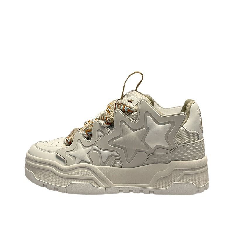 Scarpe da ginnastica alte in crema bianca con aumento di altezza e versatili, scarpe da ginnastica spesse invernali, scarpe da ginnastica alla moda da uomo_voghion.com