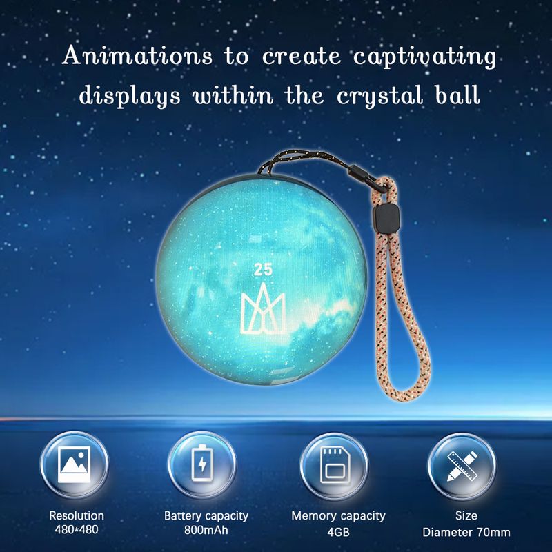 7cm 3D Crystal Ball DIY Video Playback Display Electronic Ball, Suitable For Display, Family And Friend Gifts_voghion.com