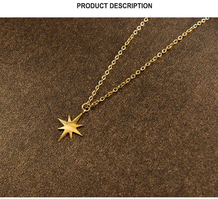 Nuovi arrivi 2025 Nuovo ciondolo a forma di stella e sole in acciaio inossidabile 316 L per donna Collane con clavicola color oro Gioielli alla moda Regalo di San Valentino_voghion.com