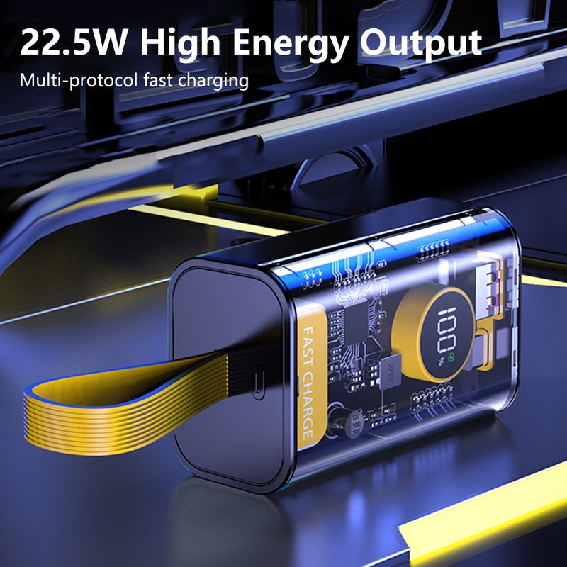 Chargeur de batterie 21700, refroidissement DIY, boîtier transparent, PD 22,5 W, charge rapide, batterie polymère, batterie externe_voghion.com