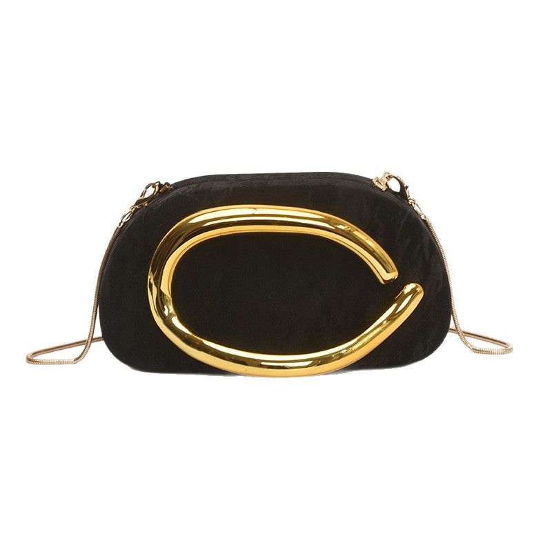 Classic Round Box Clutch Evening Mini Small Bag Metal Handle Chain Single Shoulder Crossbody_voghion.com