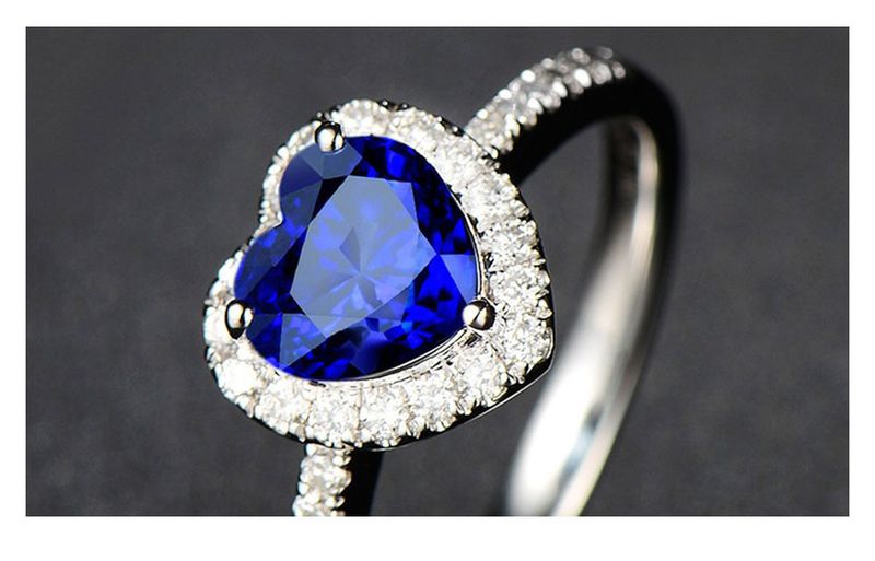 Vendite calde Vendite calde ZDADAN Sterling Sier Cuore Blu Gemstone Anelli per le donne Gioielli da sposa Moda Regalo_voghion.com