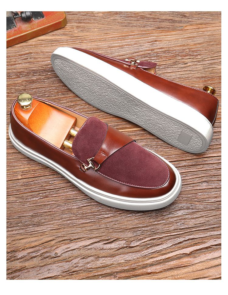 Retro Herren Loafer Metall Pferd Schnalle Slip-On weiße Plateau Casual Bean Schuhe für Männer_voghion.com