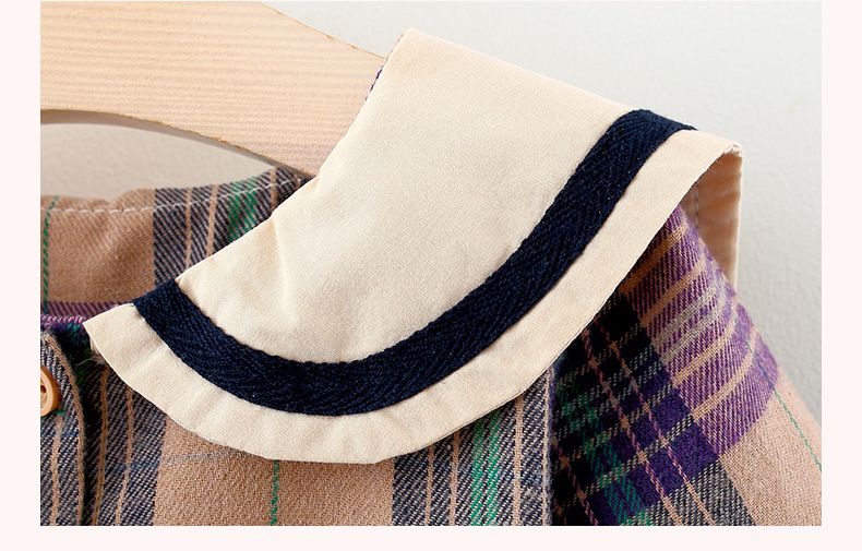 2810 gonna per bambini versione coreana alla moda grande colletto per bambola con bocca chiusa manica lunga plaid orso_voghion.com