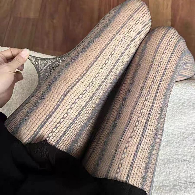 Unisex vertikalne mrežaste hlače y2k Hottie patchwork crne tajice djevojačke kružne mrežaste čarape_voghion.com