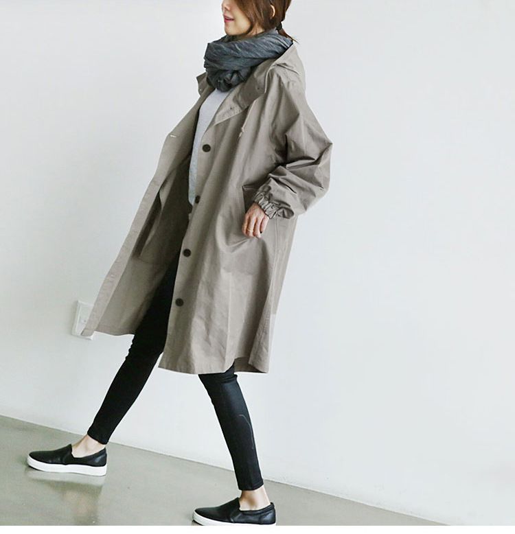 2025 Frühling und Herbst Neue Koreanische Ausgabe Casual Damen Mittelgroße bis lange Überknie Lose Große Outcoat im britischen Stil_voghion.com
