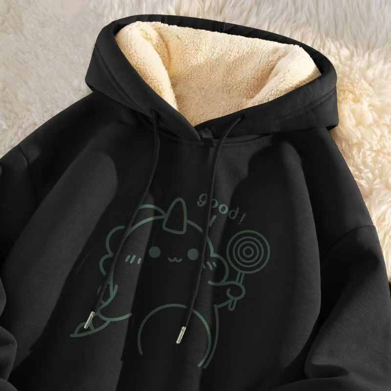 Felpa in lana di agnello unisex calda con cappuccio autunno inverno vestibilità ampia studente giacca in pile alla moda ispessita 12_voghion.com