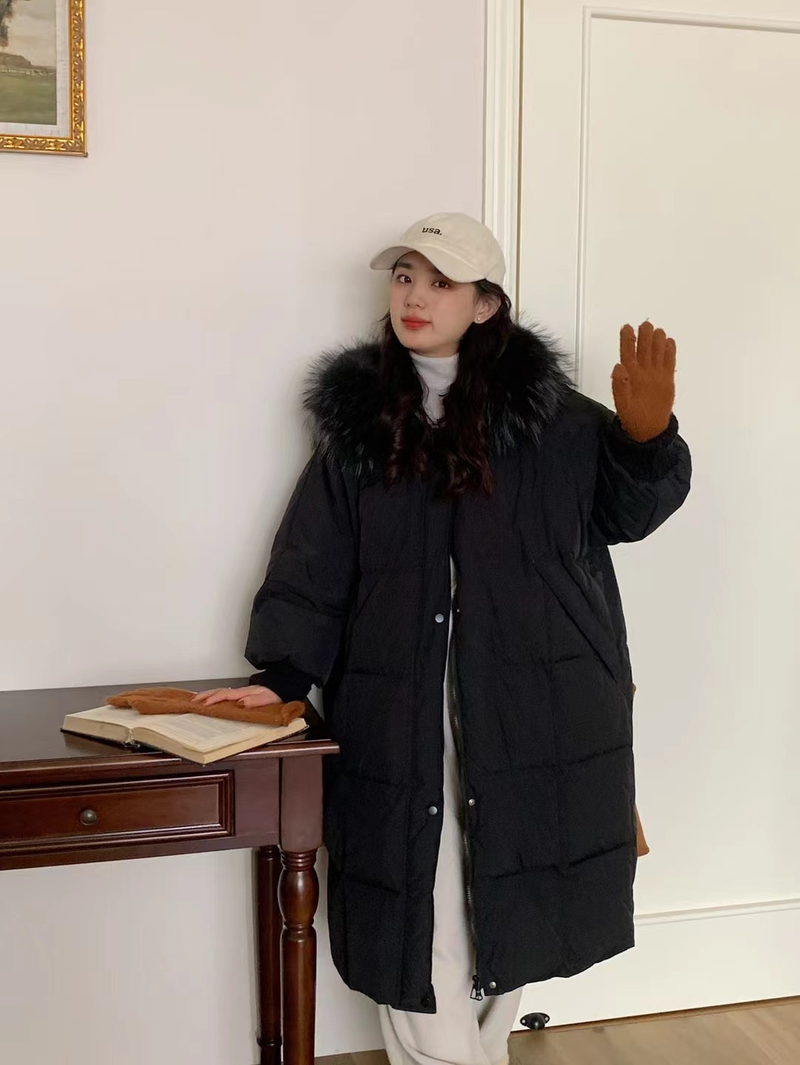 Damenmode lange Kapuzenjacke Warme Jacke_voghion.com