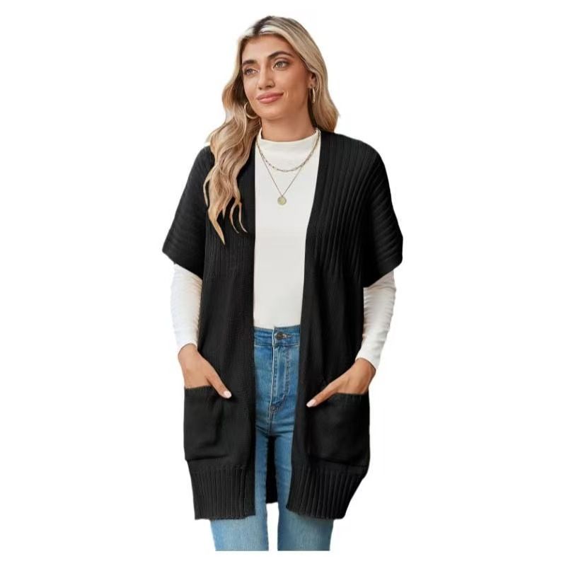 Cardigan oversize in maglia da donna - Maglione morbido e spesso con trecce, tasche, scollo a V, davanti aperto, maniche lunghe, cappotto casual dalla vestibilità ampia_voghion.com