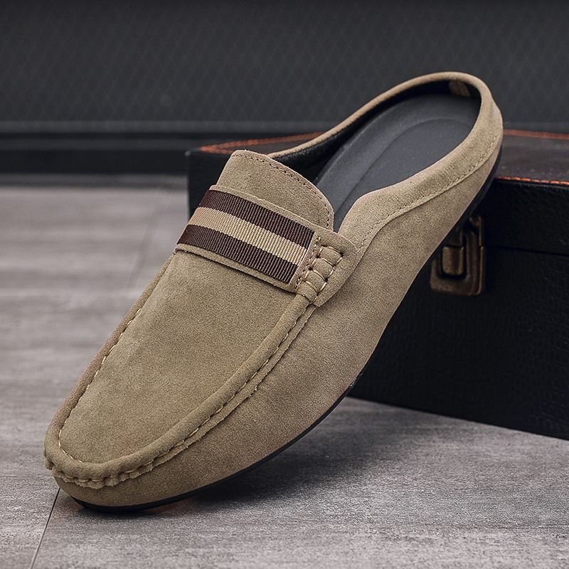 Le Fu Lightweight Bean Men's Shoes Summer One Step Shoe Set Breathable Casual Half Top Slippers Men_voghion.com