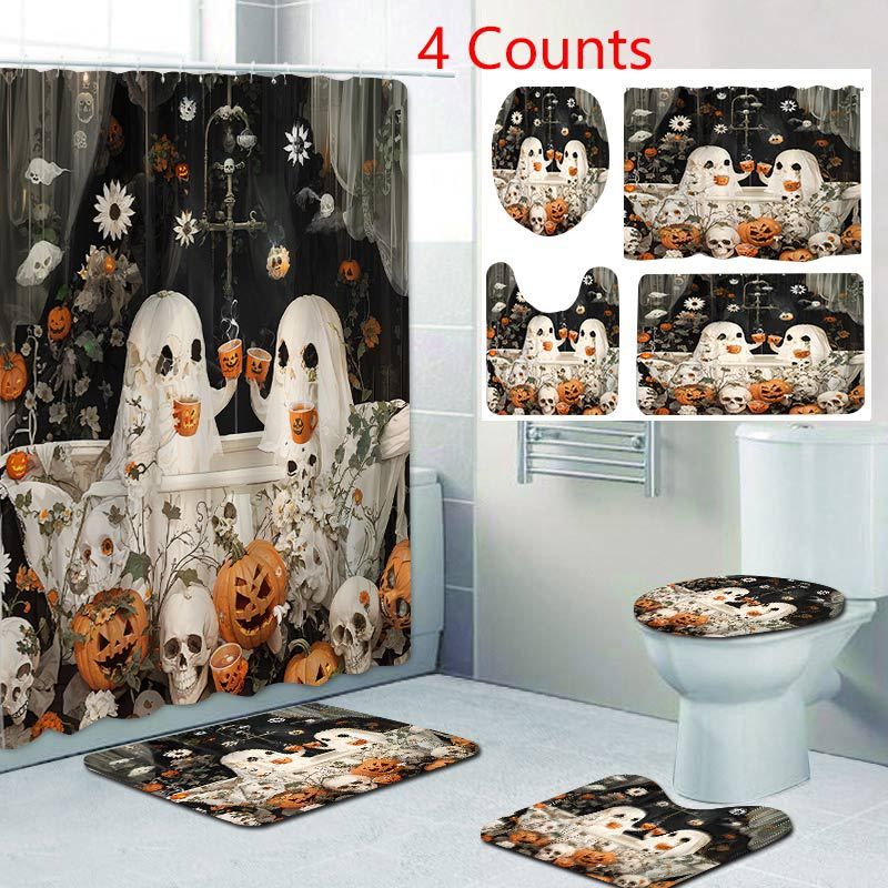 Grensoverschrijdend exclusief voor Halloween, waterdicht, geen boren nodig, polyester douchegordijn voor badkamer en toilet_voghion.com