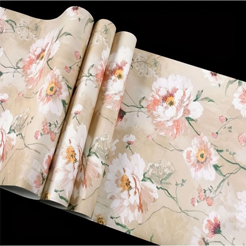 Pastorale Blumen Große Pfingstrose Wasserfest Feuchtigkeitsbeständig Selbstklebend Stick Stil Schlafzimmer Wohnzimmer Dekorativ_voghion.com