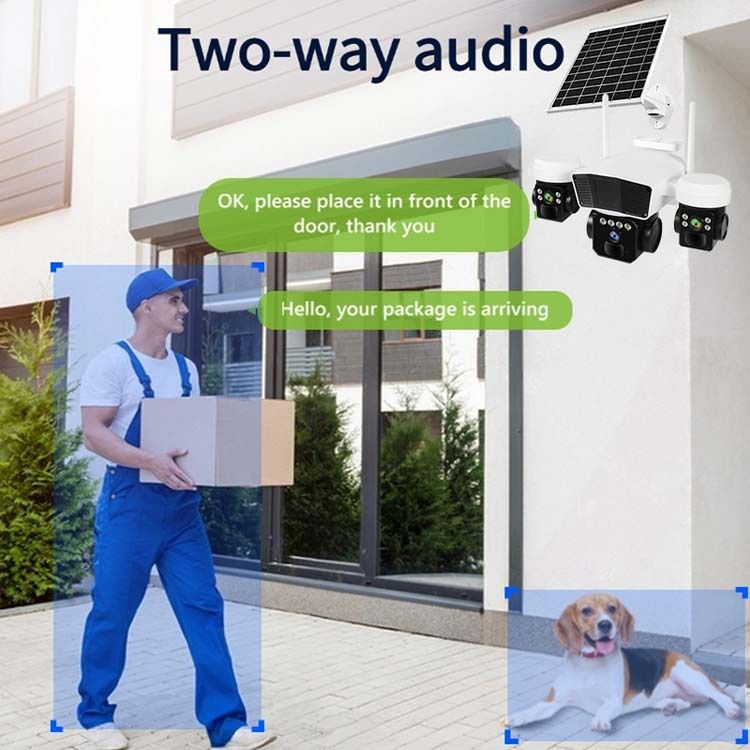 Telecamera di sicurezza solare 4G a tripla lente con HD da 6 MP, visione notturna e monitoraggio mobile remoto per uso esterno_voghion.com